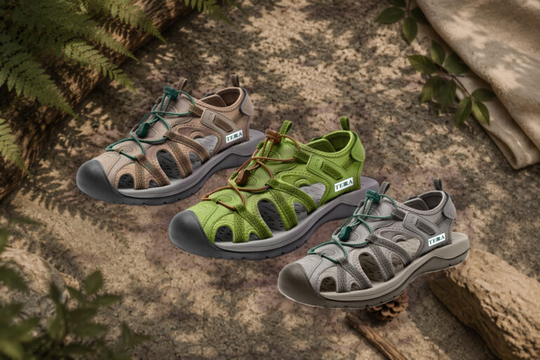 Closed-toe hiking sandals with adjustable straps and durable soles for outdoor activities
